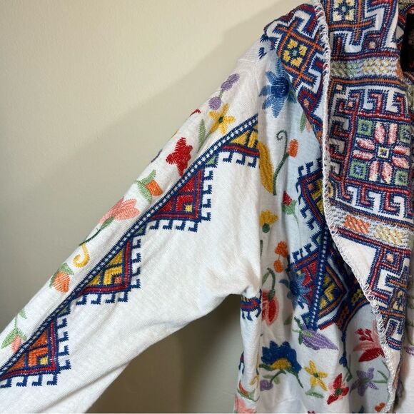 Johnny Was Biya Embroidered Hooded Cardigan White Floral Large Women’s - Picture 7 of 15